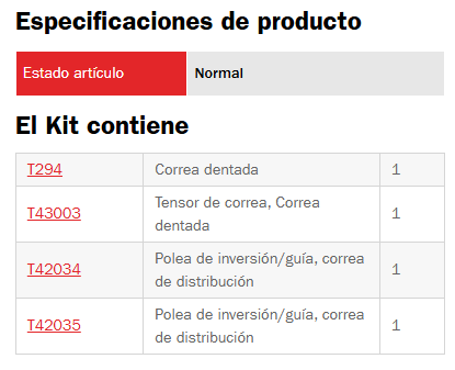 Kit Distribucion Ford 1.9 2.0 96-02 Escort Contour Mystique