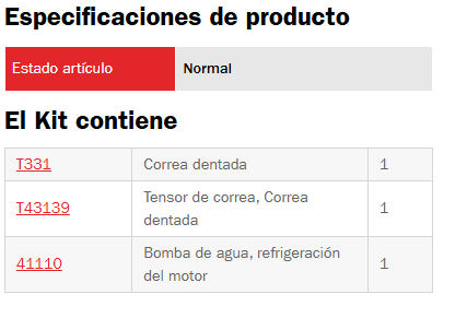 Kit Distribucion Volvo 2.0 2.3 2.4 2.5 01-16